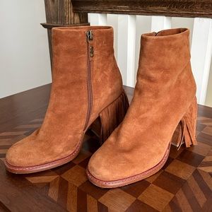 Suede fringe booties